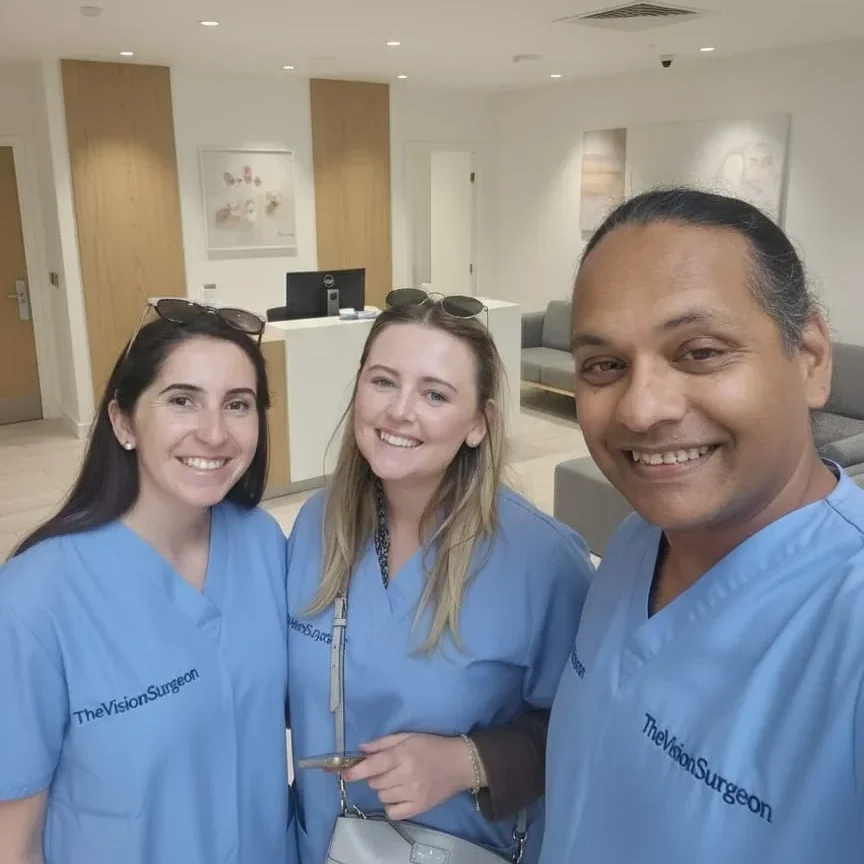 Mr Hatch Mukherjee with The Vision Surgeon team at the Colchester, Essex clinic.